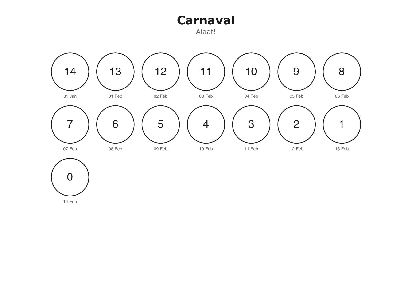 Aftelkalender carnaval met cirkels