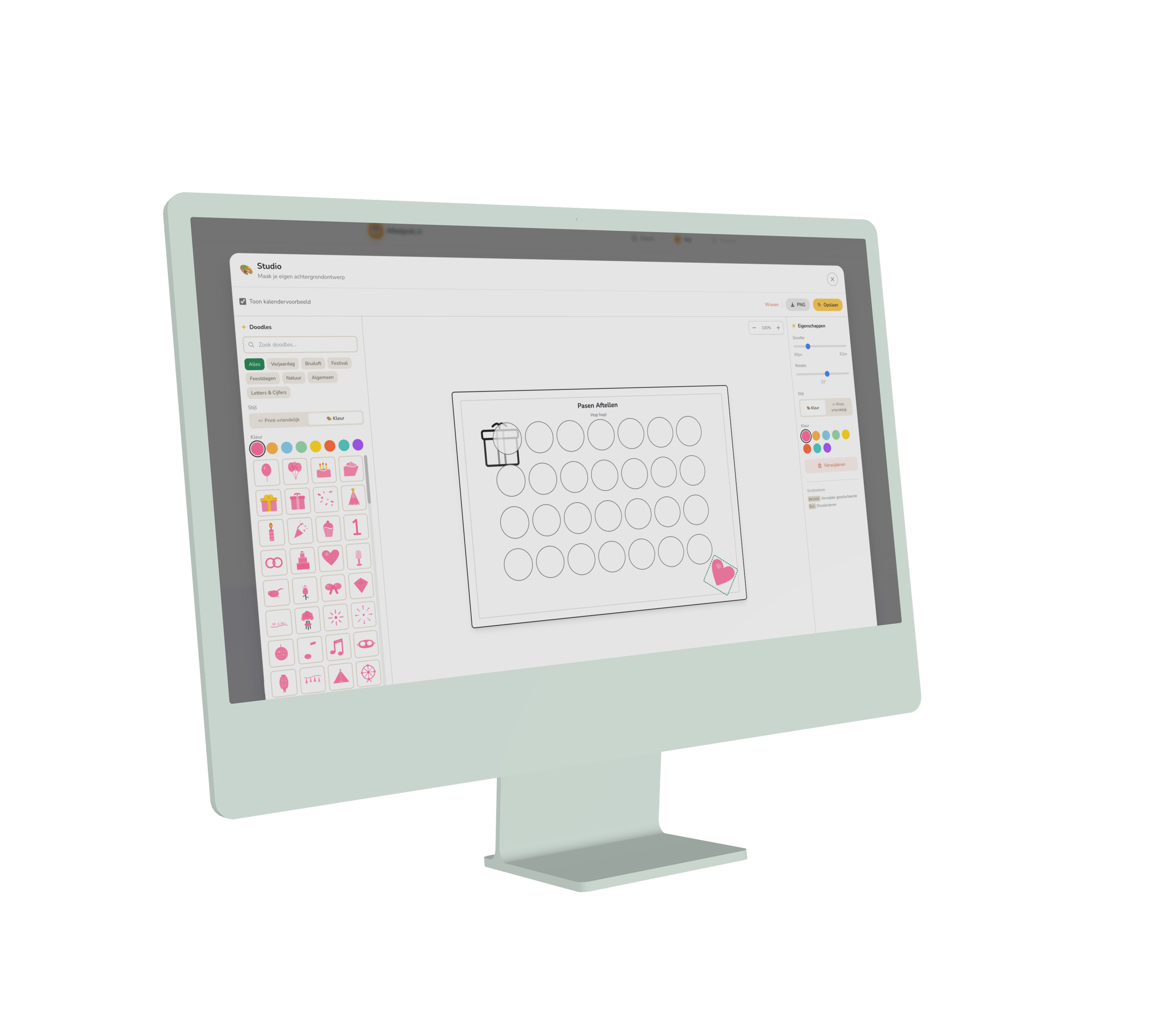 De Doodle Studio interface - ontwerp je eigen aftelkalender achtergrond